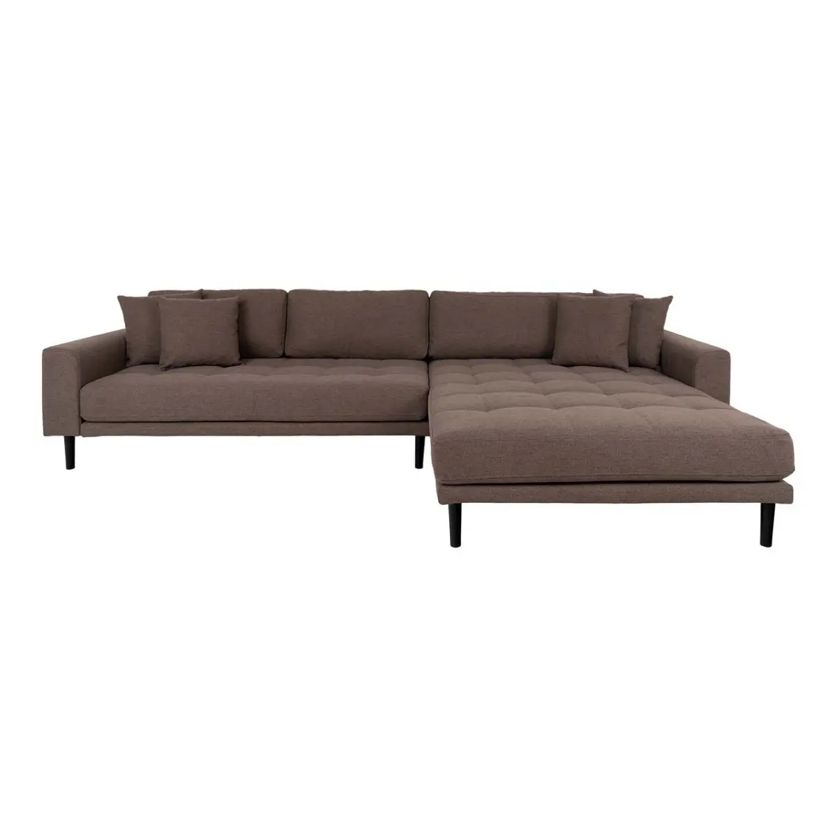 Lido sofa , lenesofa høyrevent med 4 puter brun.