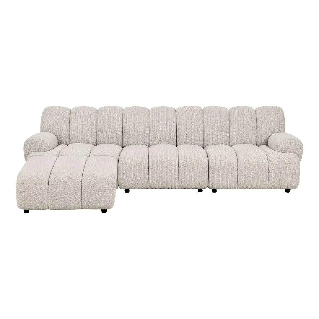 Karin modulsofa venstrevendt 3,5 pers med puff sandfarget.