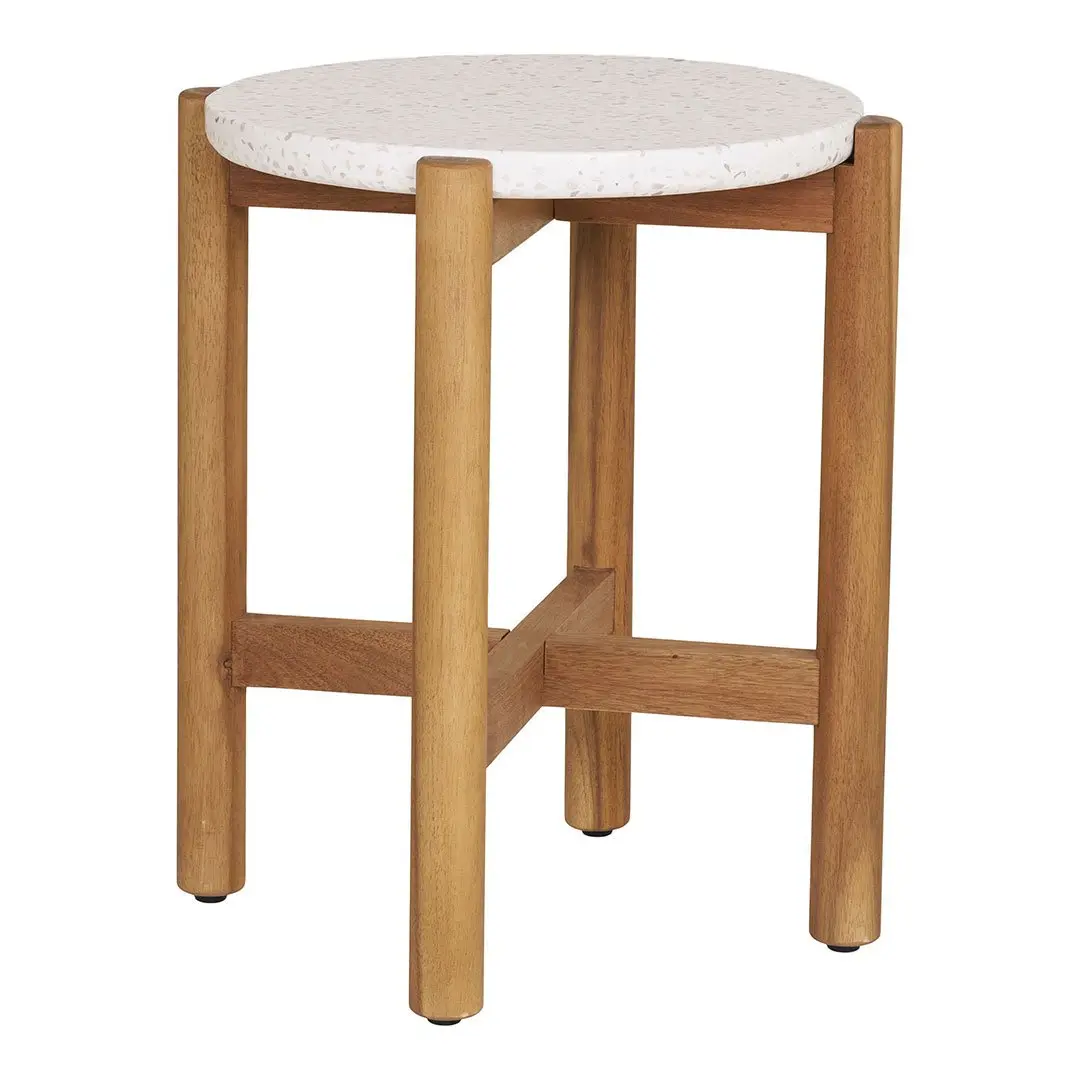 Terracina sidebord Ø37 cm natur, hvit.