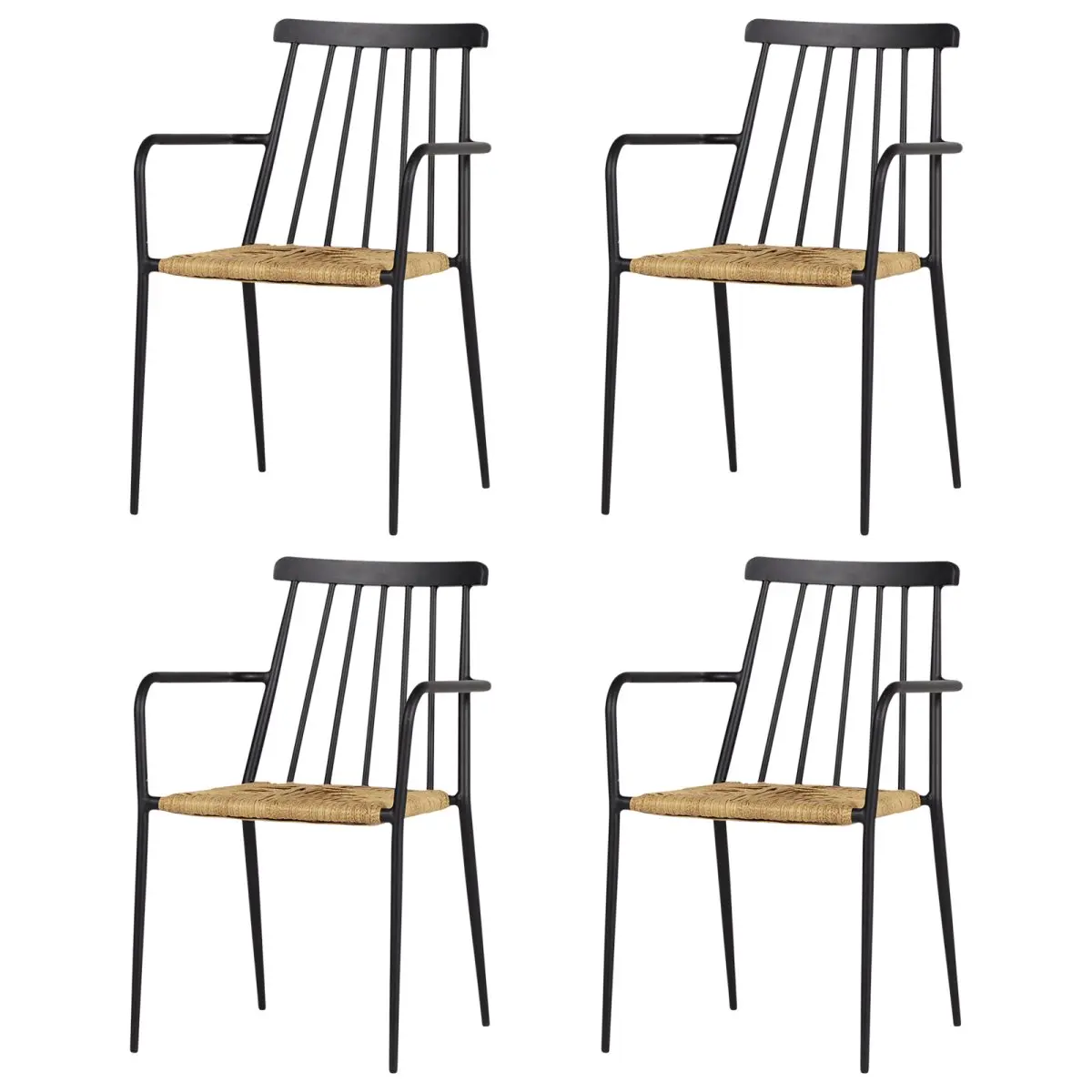 4xEvira hagestol stabelbar, svart og natur.