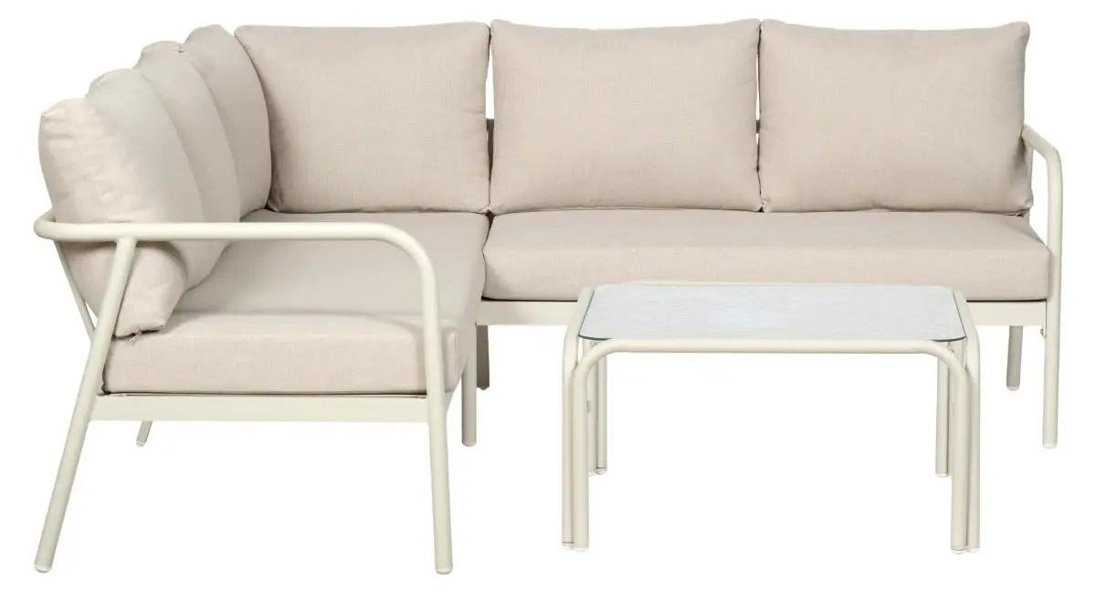 Olga sofasett med puter beige.