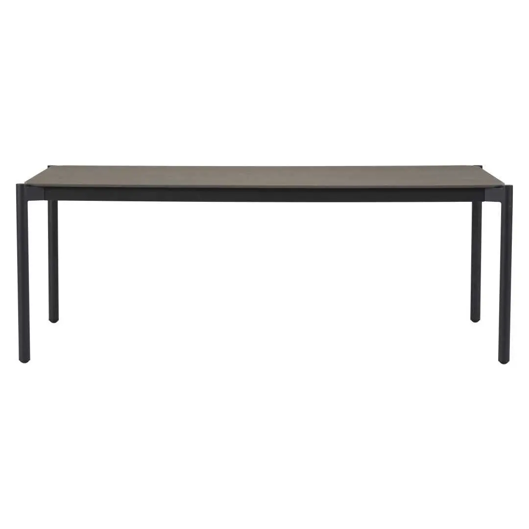 Bo hagebord 104x204cm svart,grå,stein dekor.