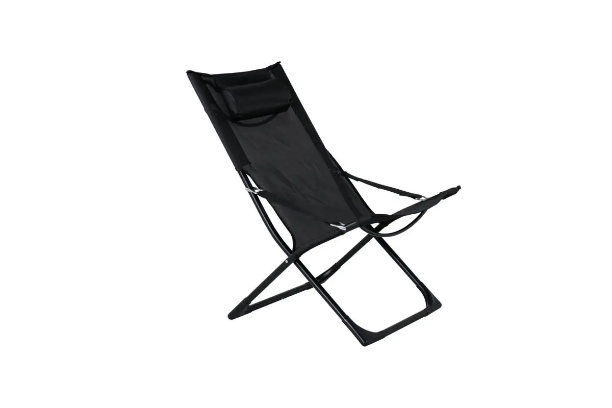 Seville hage loungestol, strandsol foldbar svart .