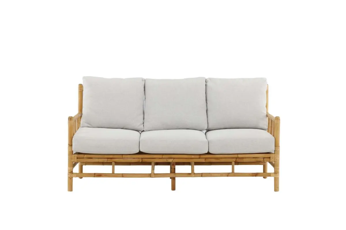 Cane hagesofa med hagepute 3 seter natur.