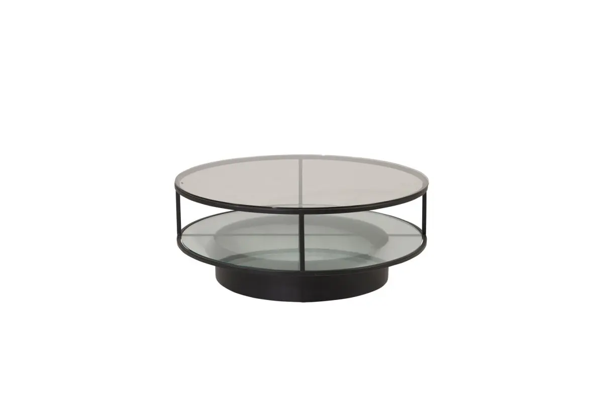 Falsterbo sofabord med hylle Ø100 cm glass.