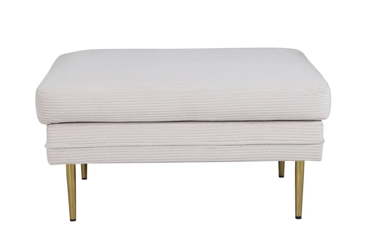 Boom puff, fotskammel fløyel beige, messing.