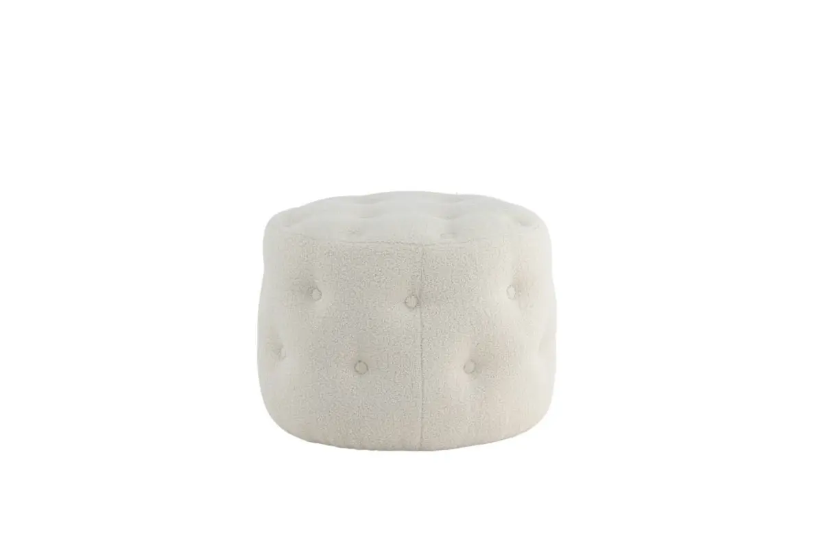 Benjamin puff, fotskammel Ø55cm teddystoff hvit.