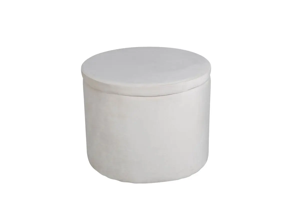 Dunken puff, fotskammel med oppbevaring Ø51cm velour beige.