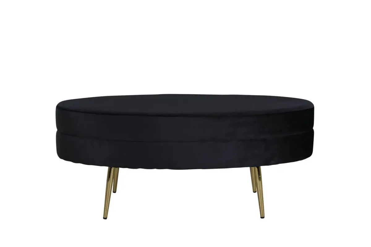 Otto puff, fotskammel velour svart, messing.