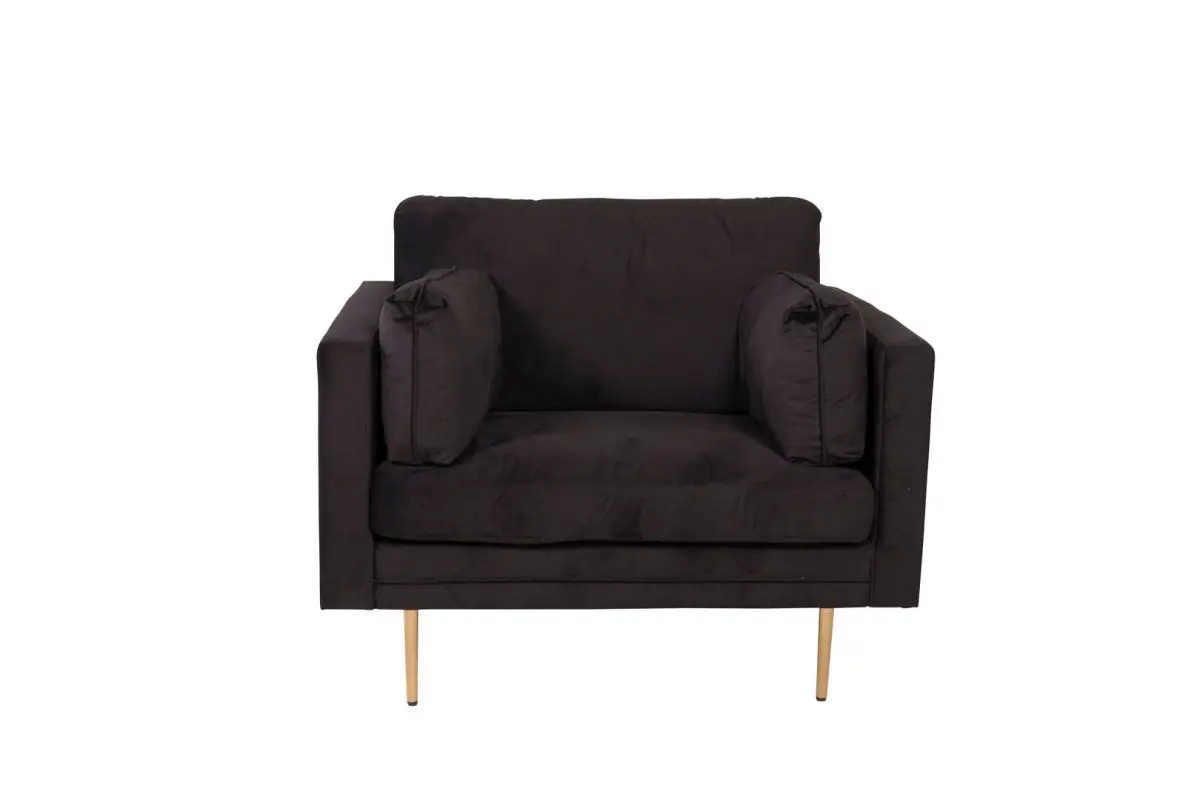 Boom lenestol velour svart.