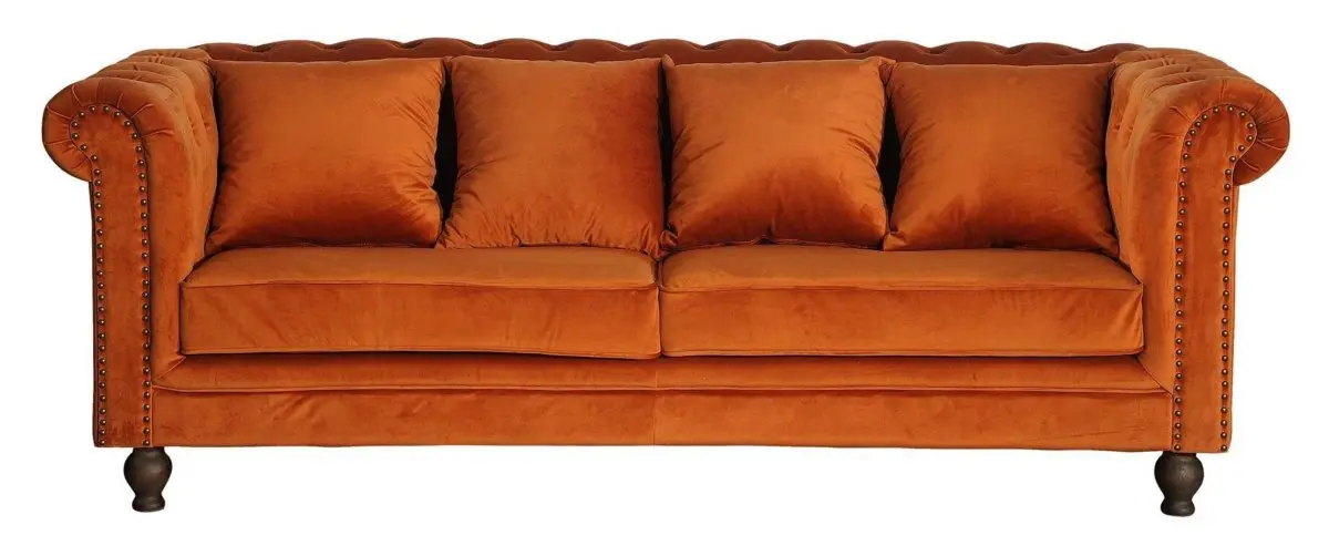 Velvet sofa 3-seters rustoransje.