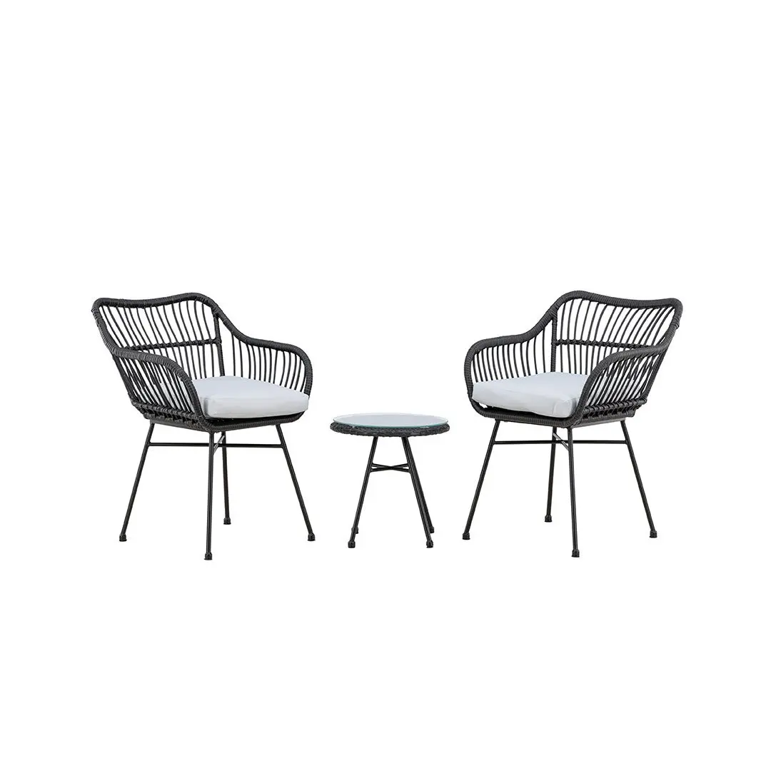 Viga loungesett 2 stoler, 1 sidebord liten svart.