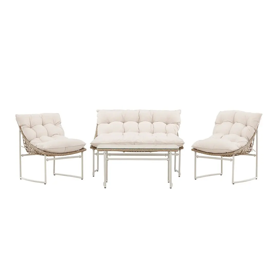 Tina loungesett 1 sofabord, 1 sofa, 2 stoler beige.