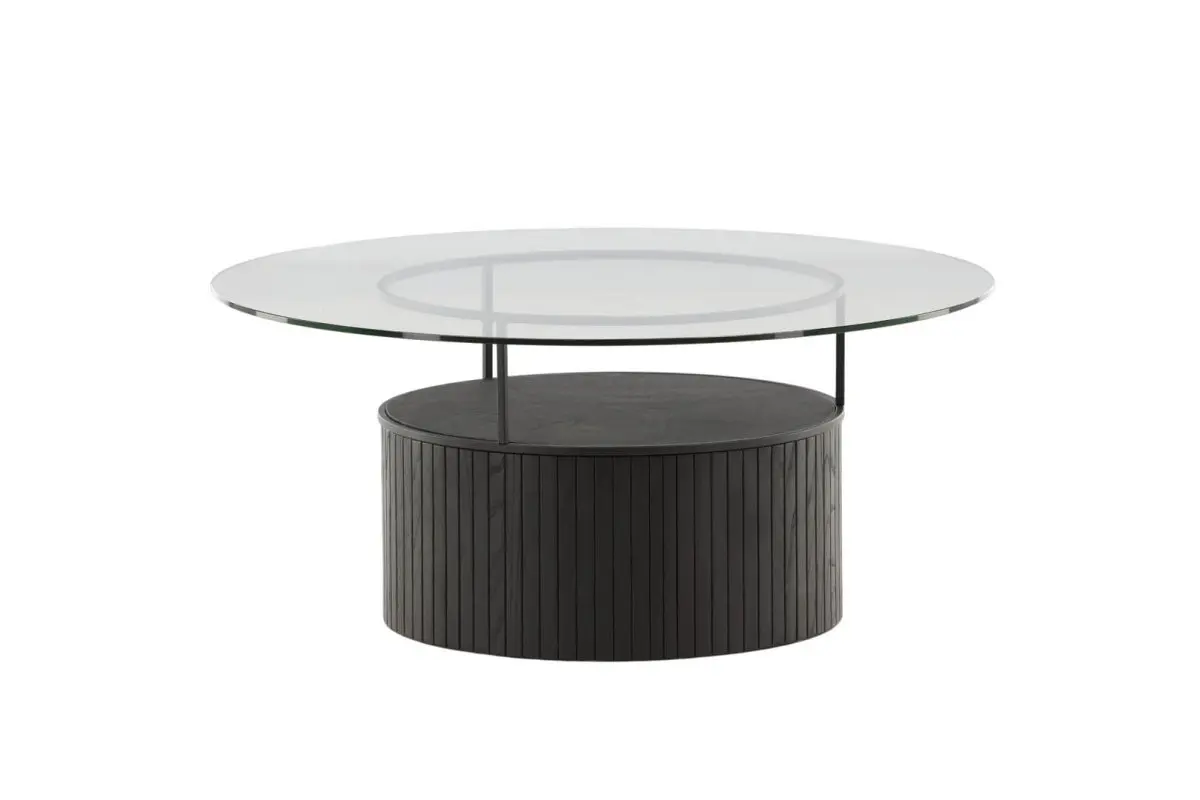 Bovall sofabord Ø90cm svart, glass.
