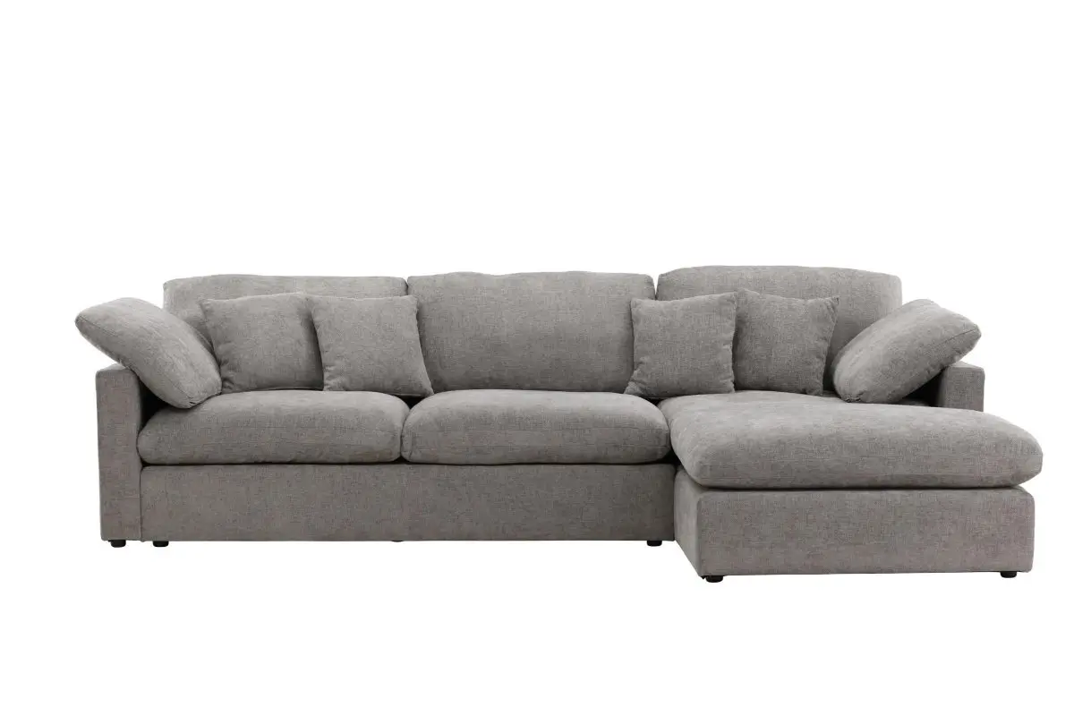 Amalfi sjeselongsofa 6 pynteputer venstre grå.