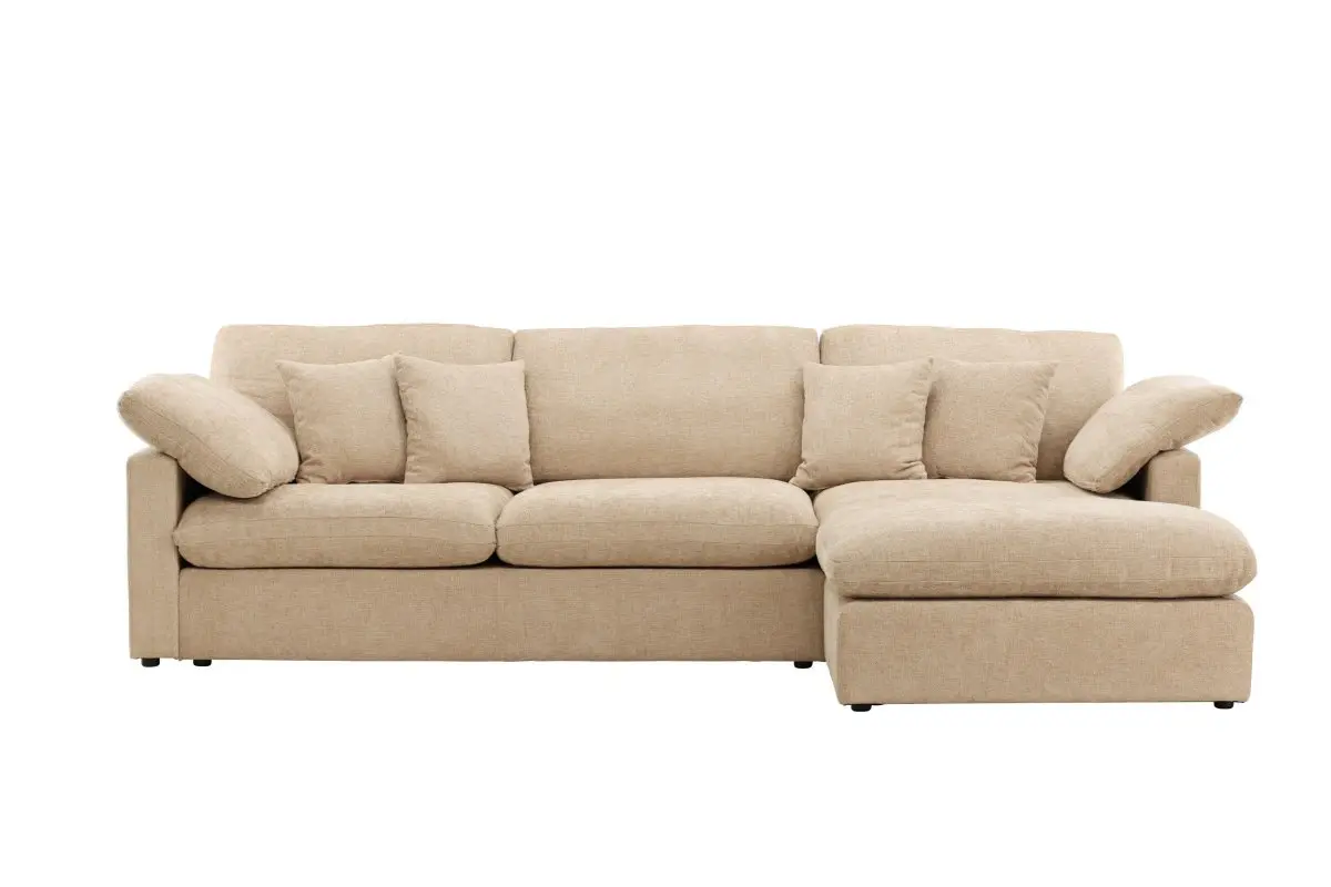 Amalfi sjeselongsofa 6 pynteputer venstre sandfarget.
