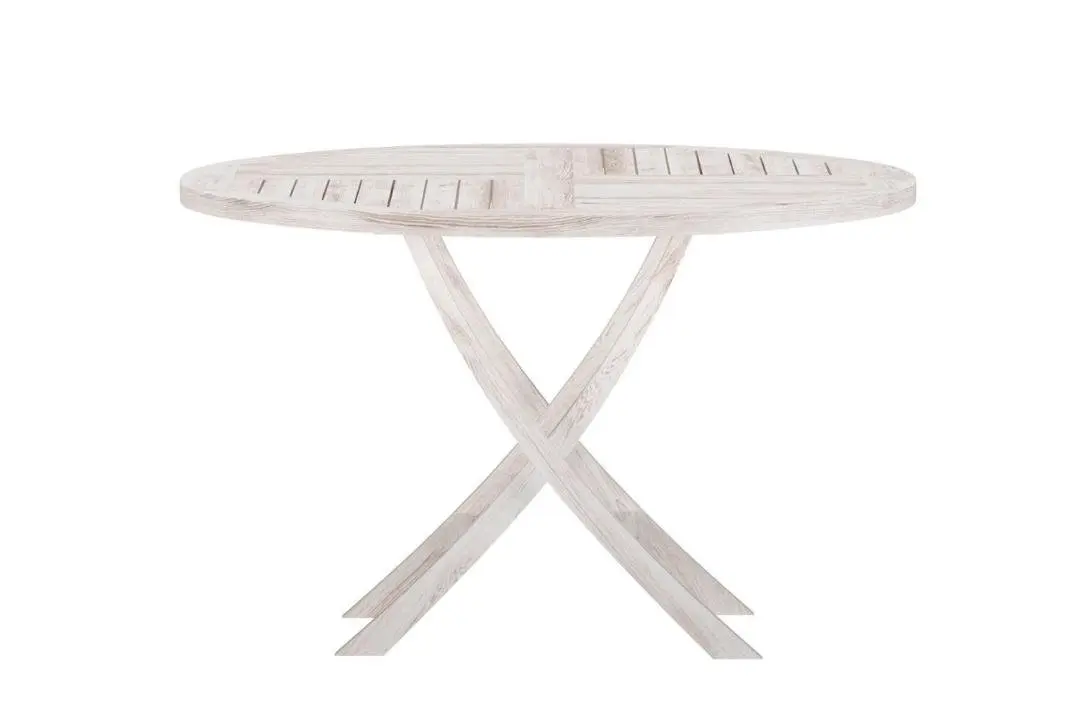 Kenya hagebord Ø120cm whitewash.