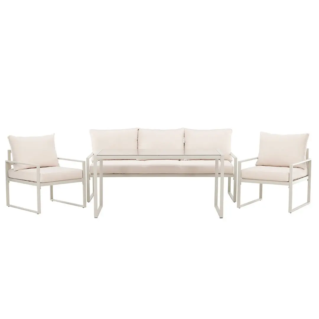 Catania loungesett 1 "spisebord", 1 sofa, 2 stoler beige.