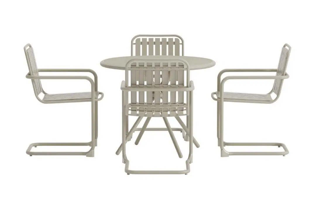 Chios hagesett bord 90x90cm 4 stoler beige.