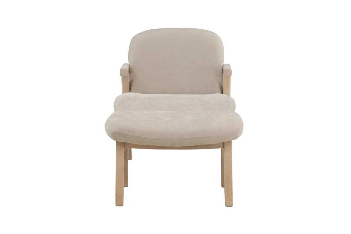 Rile lenestol med fotskammel beige.