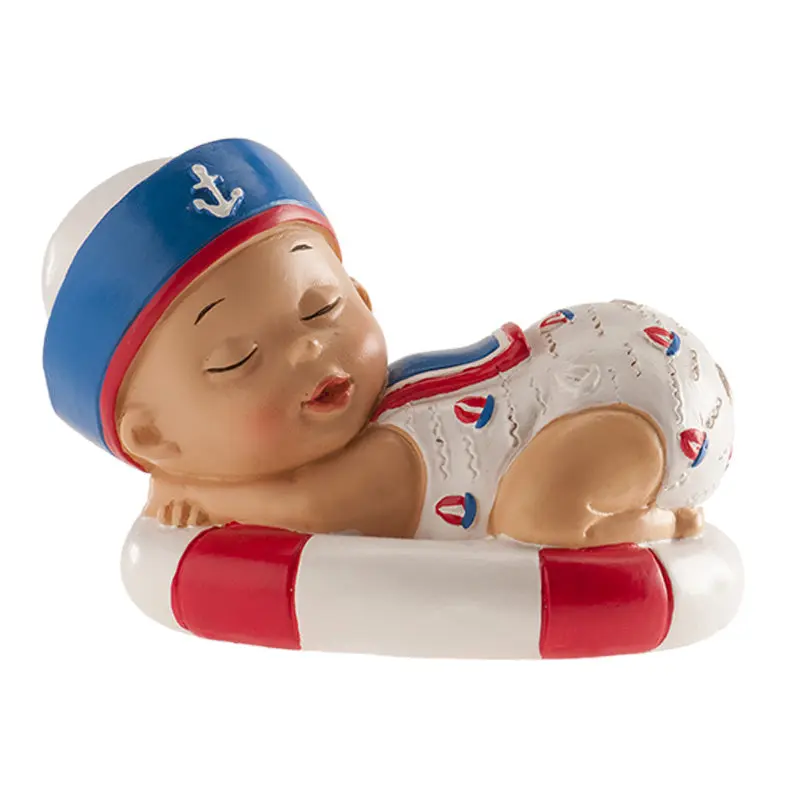 Kaketopp baby -Sovende gutt med matrosdress- 6cm