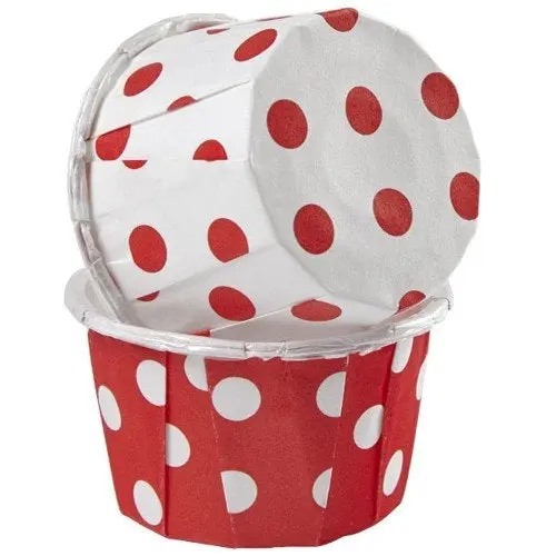 Muffinsform mini Nut Cups Polka Rød/hvit, pk/24