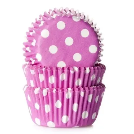 Muffinsformer Rosa med hvite prikker -Mini- pk/60