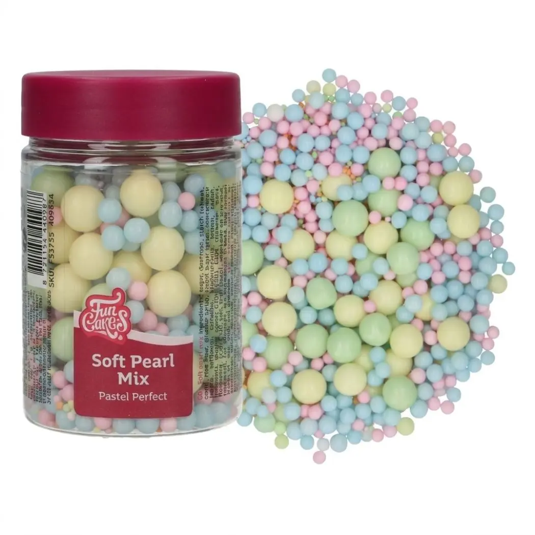 FunCakes kakestrøssel -Pastel Perfect- myke perler i pastellfarger, 80g