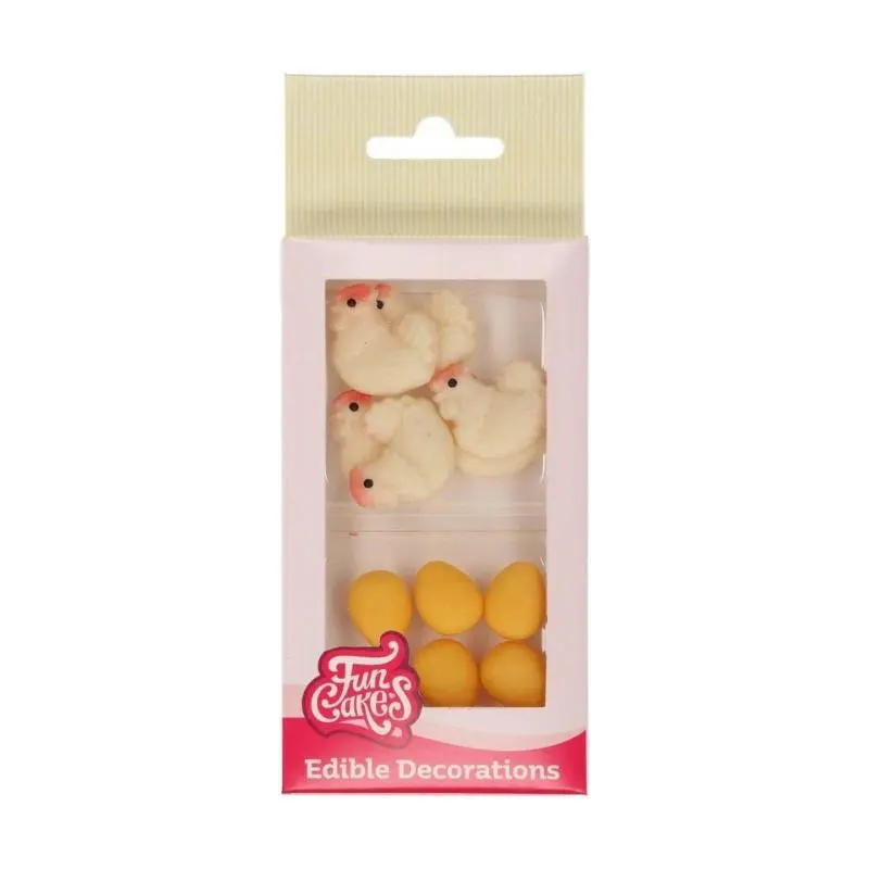 FunCakes Spiselig kakepynt -Høner og egg- pk/12