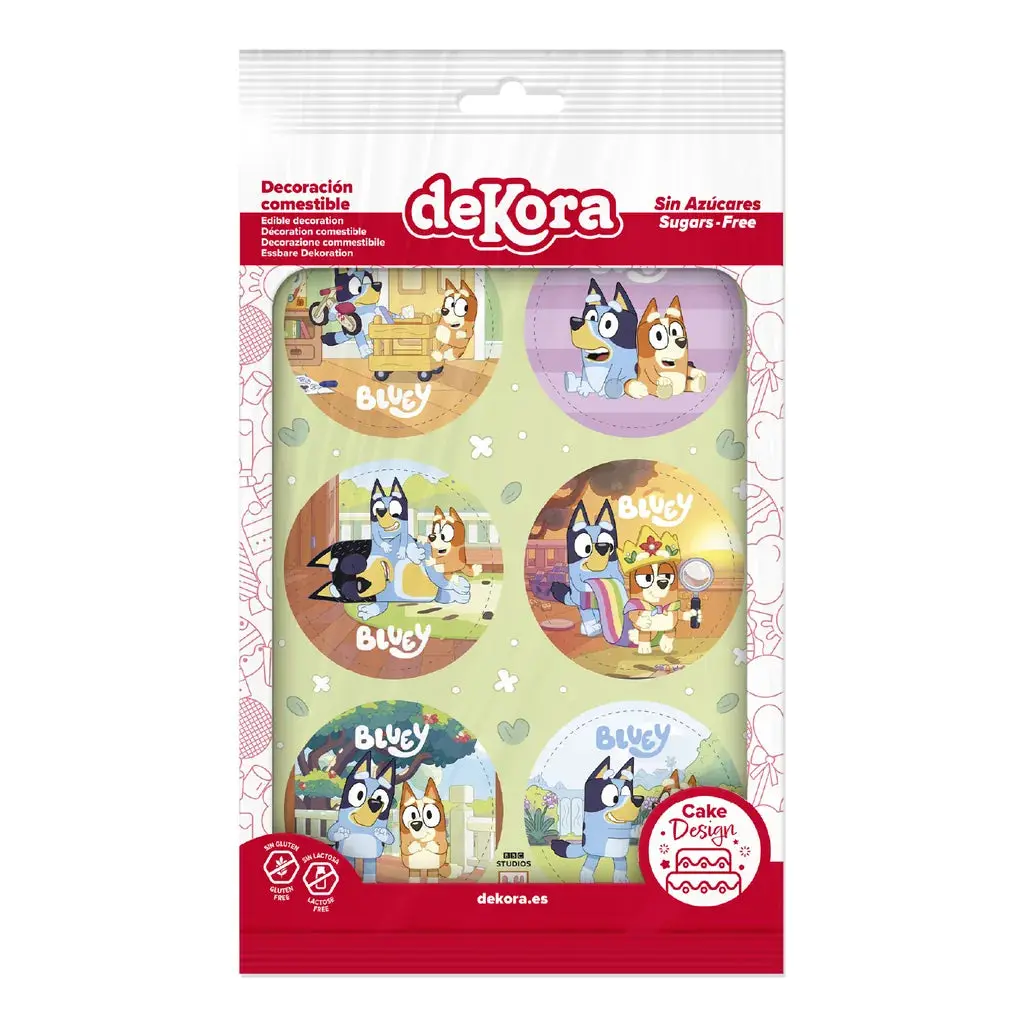 Bluey & Bingo Spiselige cupcakebilder, Ø5,8 cm, 6stk