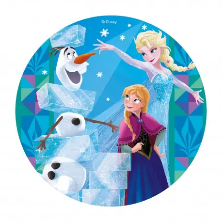 Kakebilde Wafer -Frost- Elsa, Anna og Olaf Ø20cm