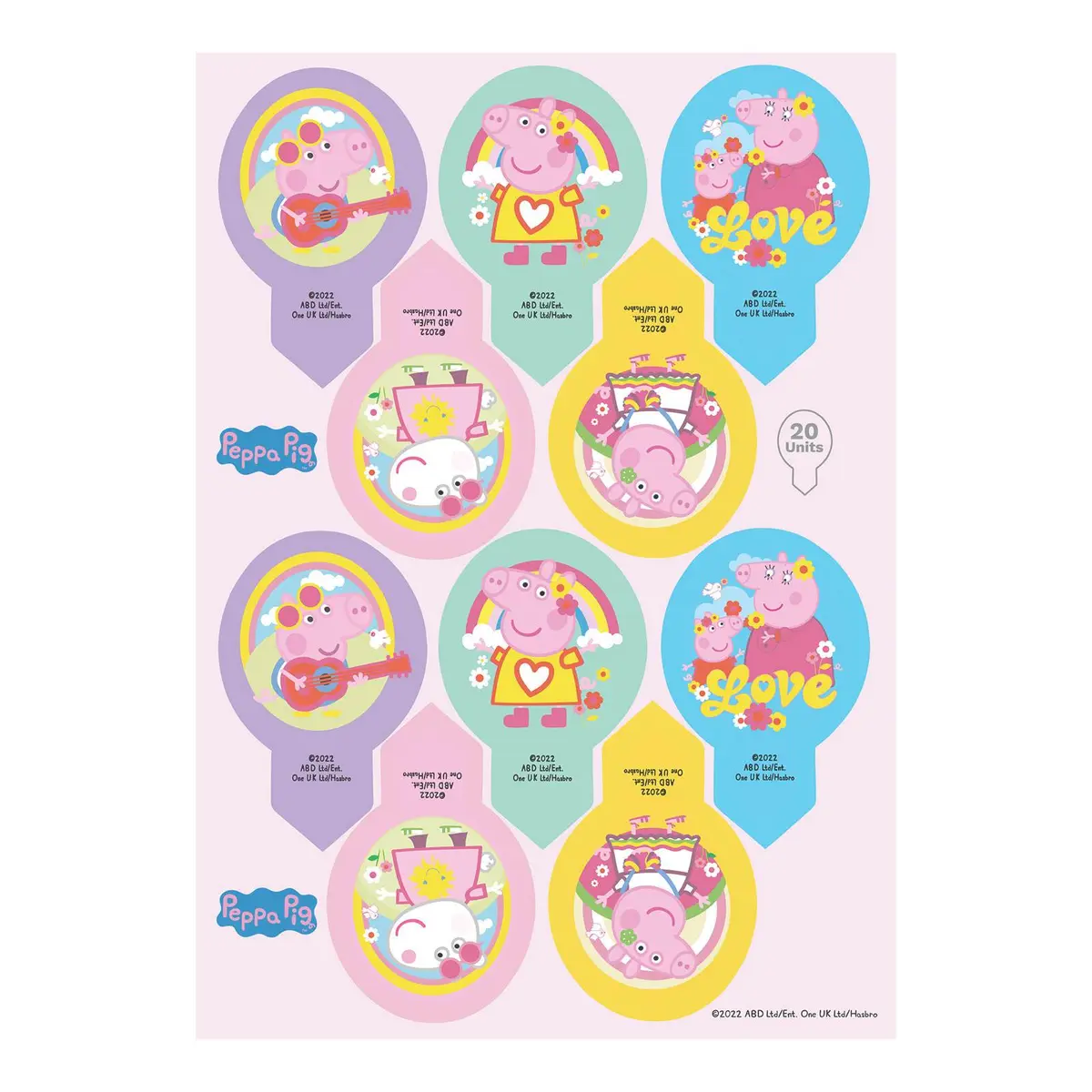 Spiselige Cupcakedekorasjoner -Wafer- Peppa Gris pk/20