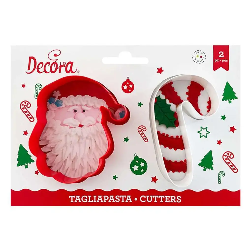 Decora utstikker -Julenissen og sukker stang- pk/2