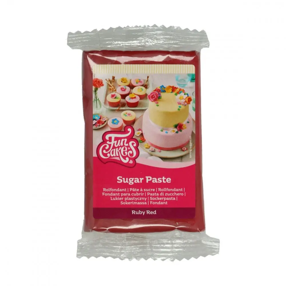 Mørk rød fondant fra FunCakes, 250g