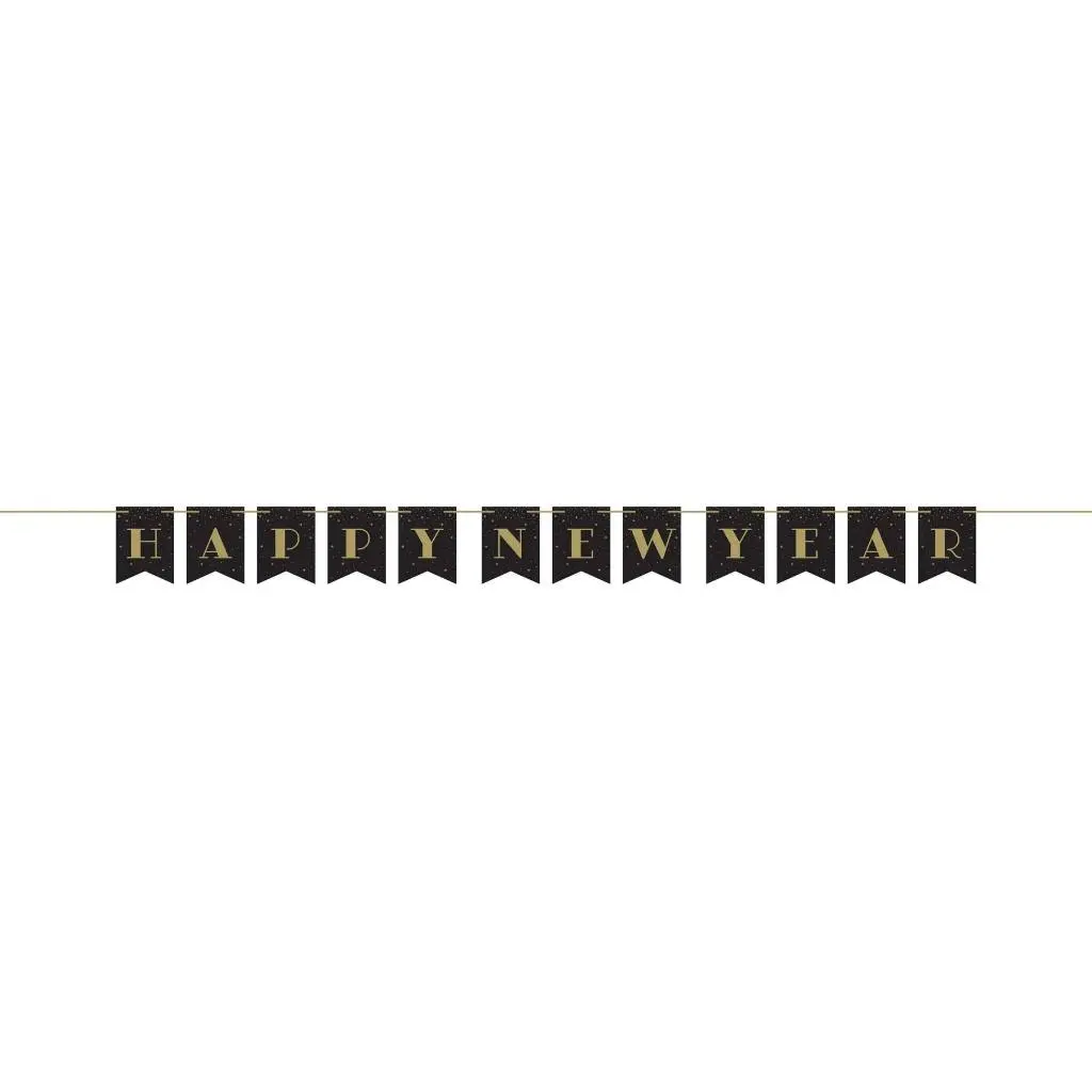 Banner Svart og gull-Happy New Year