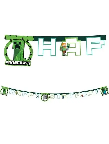 Banner Happy Birthday -Minecraft- 2m