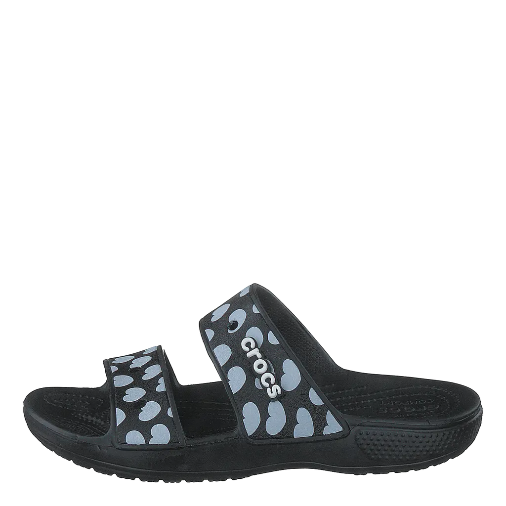 Classic Heart Print Sandal Black / White