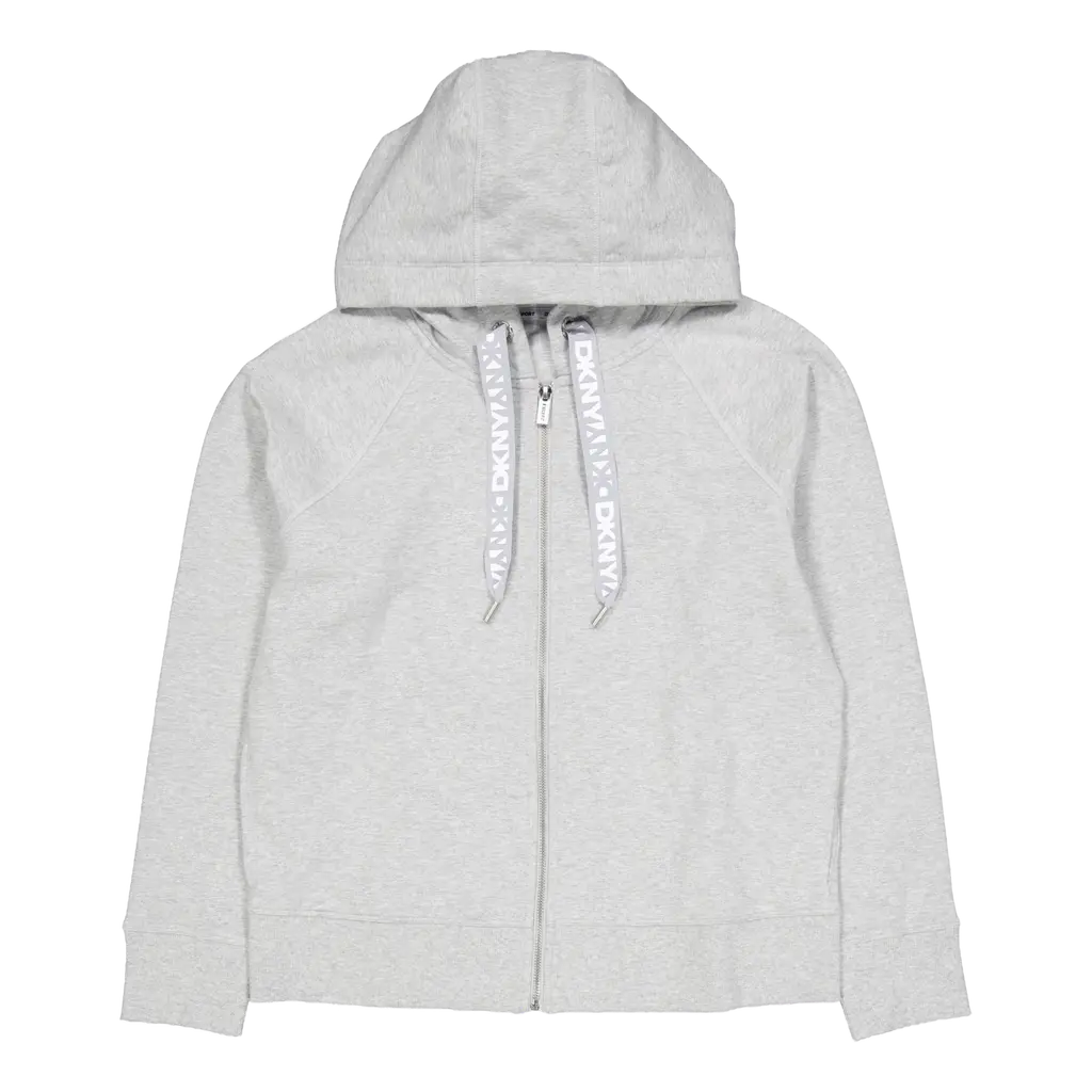 Two Tone Logo Drawcord Zip Hoo Pearl Grey Heather
