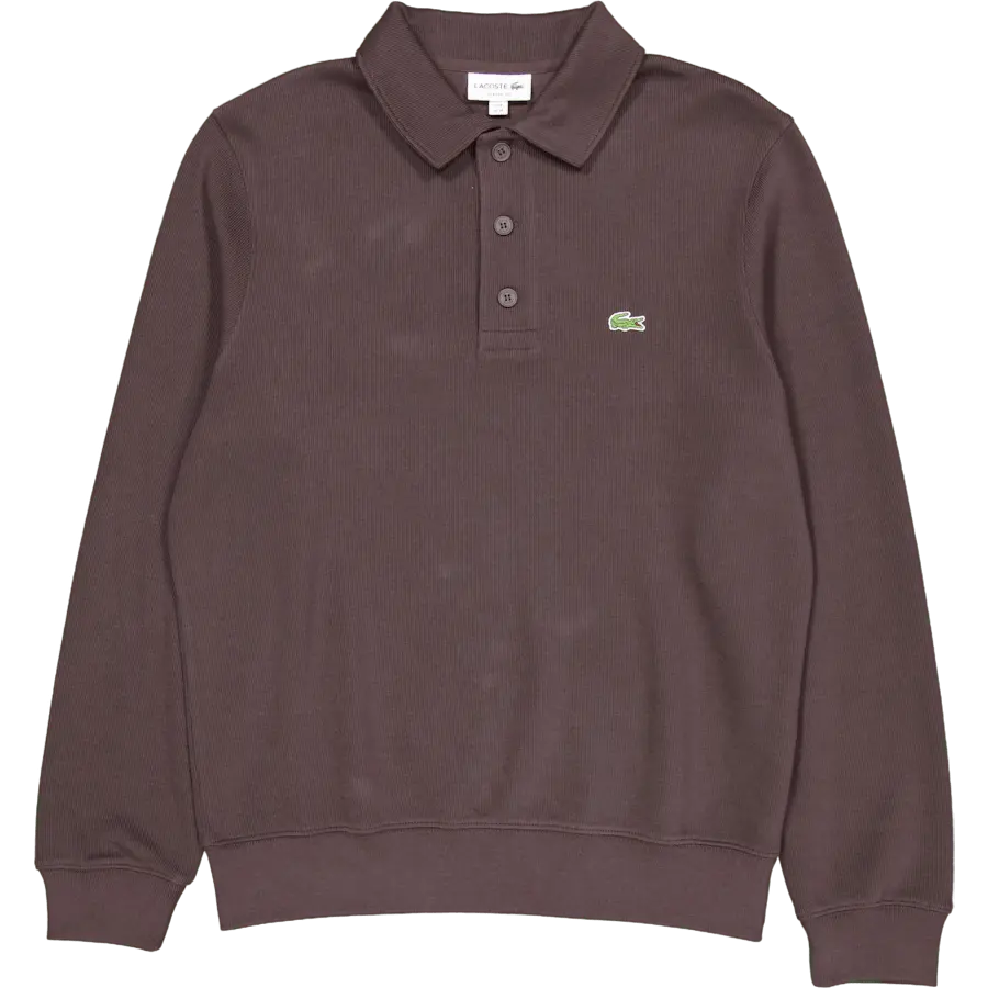 Ribbed Cotton Polo Collar Swea Brown Skb