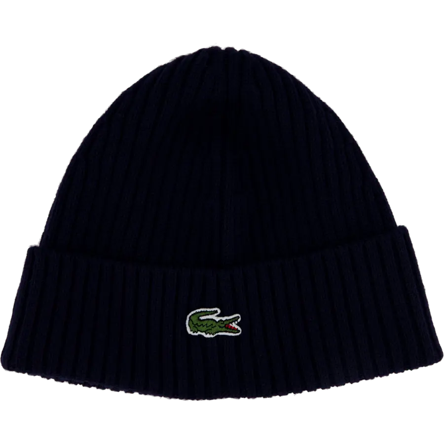 Rib Knit Brushed Wool Beanie Navy Blue