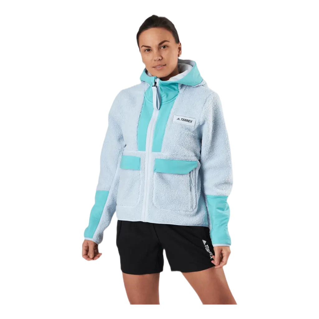 W Terrex Sherpa Fullzip Fleece Acid Mint / Halo Blue