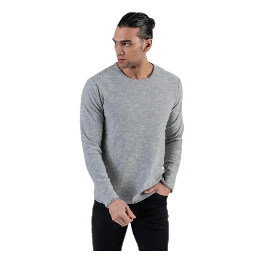 Slub Knit Crew Neck Sts Grey