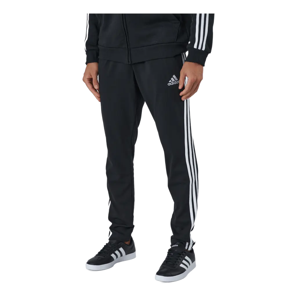Essentials Tapered Open Hem 3 Stripes Pants Black / White