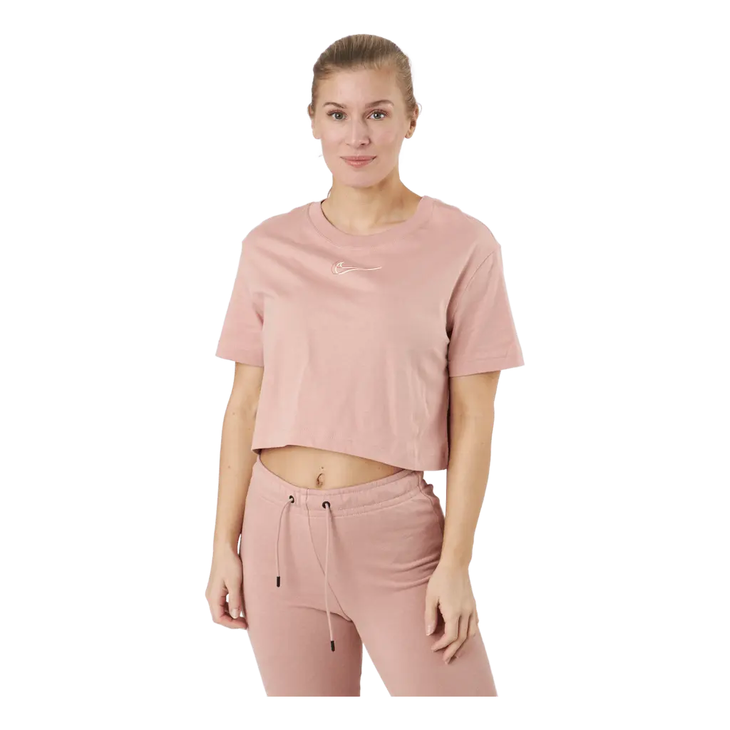 W Nsw Crop Ss Tee Prnt Rose Whisper/white