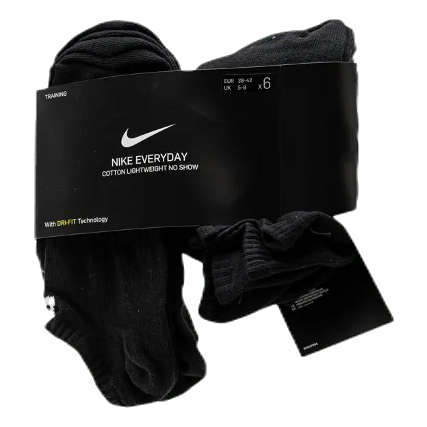 Everyday Lightweight Training No-Show Socks (6 Pairs) BLACK/WHITE