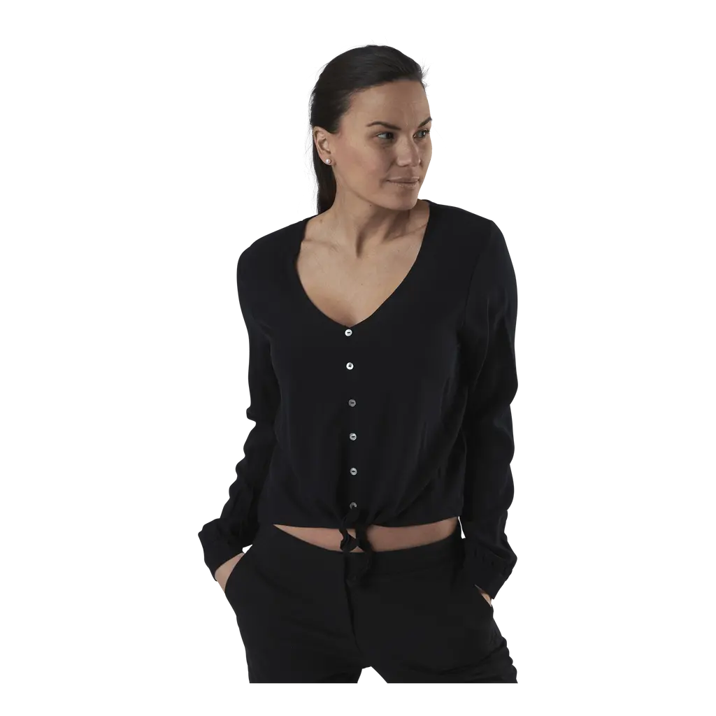Nina Life L/S Tie Shirt Wvn Black