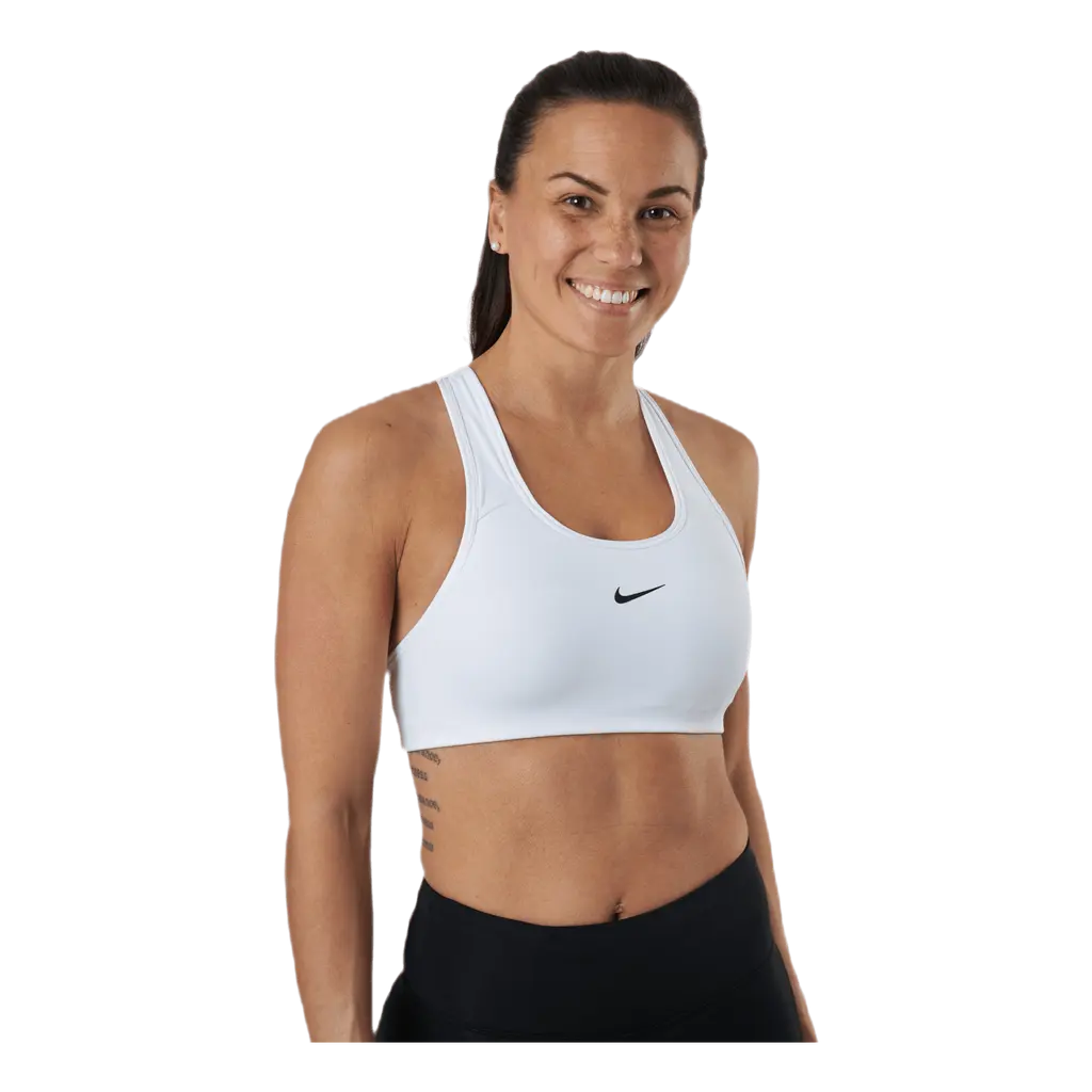 Swoosh Women's Medium-Support 1-Piece Pad Sports Bra WHITE/BLACK