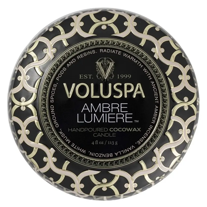 Voluspa Maison Decorative Tin Candle Ambre Lumiere 113g - StylingAgenten Norge