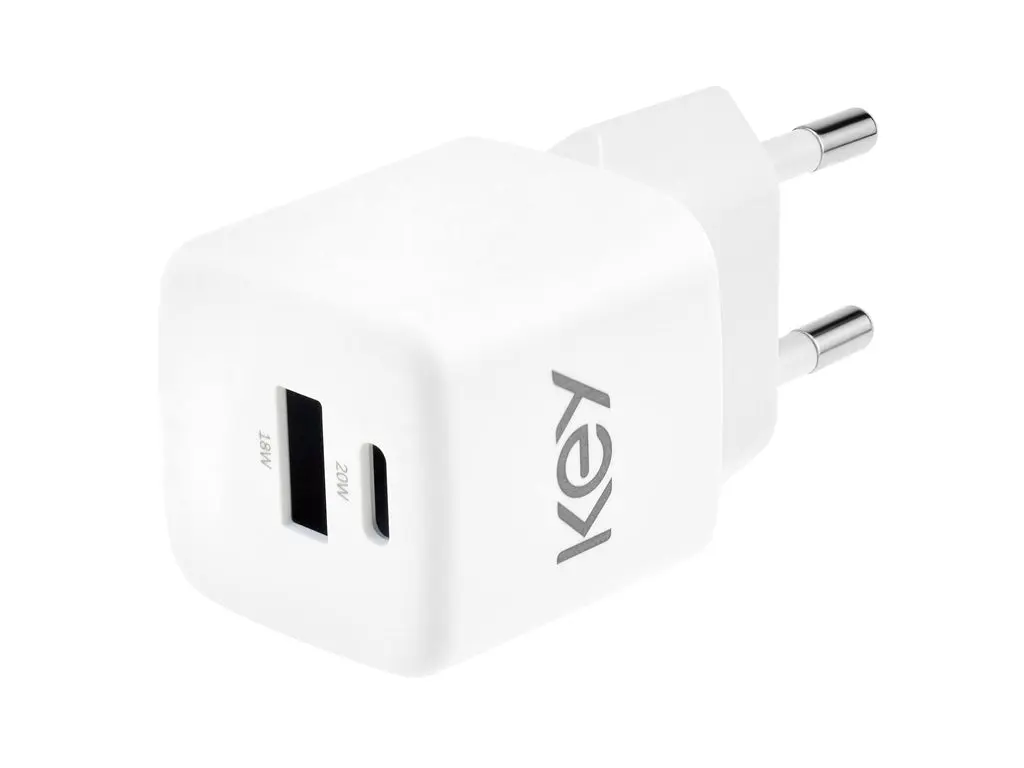 KEY 20W Duo Strømadapter USB-A og USB-C