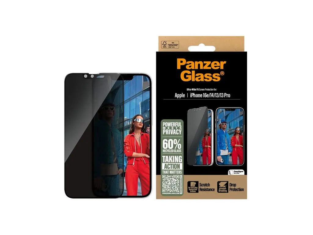 PanzerGlass UWF Privacy Skjermbeskyttelse iPhone 17e/16e/14/13/13 Pro